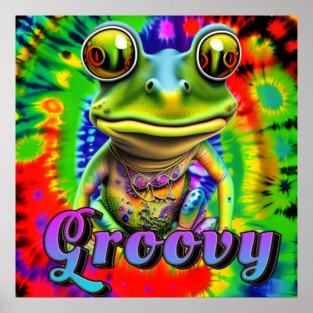 Affiche Super Hippie Trippy Frog Psychedelic (Devant)