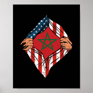 Affiche Super Maroc Patrimoine Maroc Roots USA Drapeau