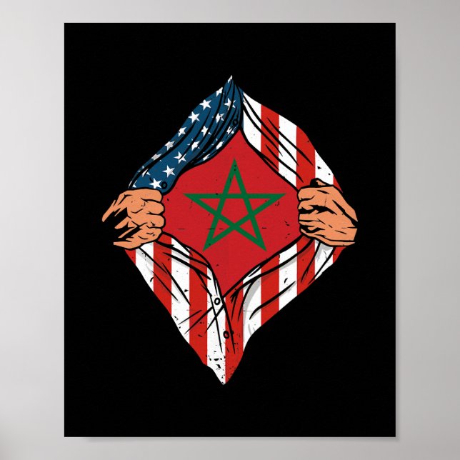 Affiche Super Maroc Patrimoine Maroc Roots USA Drapeau (Devant)