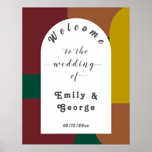 Affiche Super moderne Retro 70's Colorful Abstrait Mariage