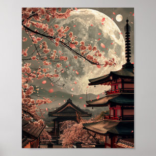 Affiche Super Moon à Tokyo Japon