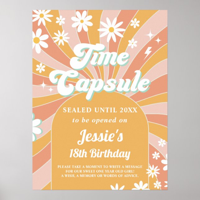 Affiche Super One Boho Sunshine 1er Anniversaire Heure Cap (Devant)