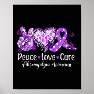 Affiche Super Peace Love Cure Purple Ribbon Fibromyalgie