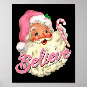 Affiche Super Père Noël rose Vintage Croire Noël