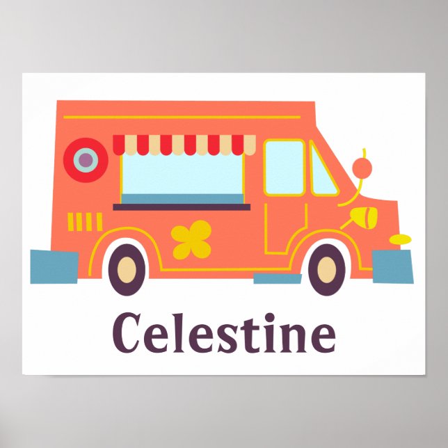 Affiche Super plaisir orange rouge camionnette fleurs (Devant)