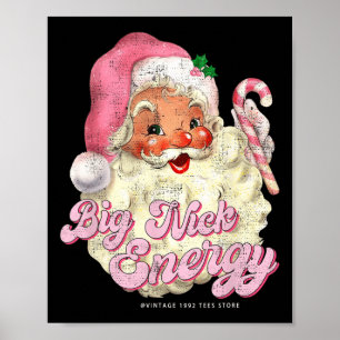 Affiche Super rétro Big Nick Père Noël Énergie rose Père N