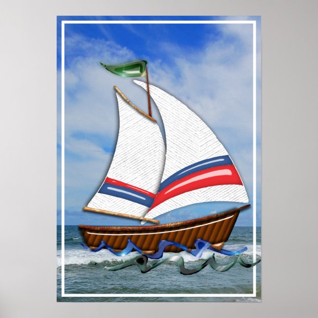 Affiche Super Sailboat on the High Seas (Devant)