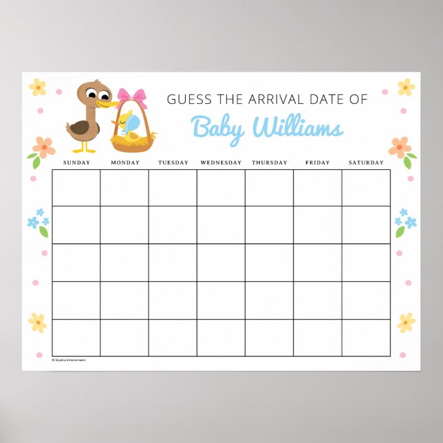 Affiche Super simple | 5 Petits canards Baby shower fille (Devant)