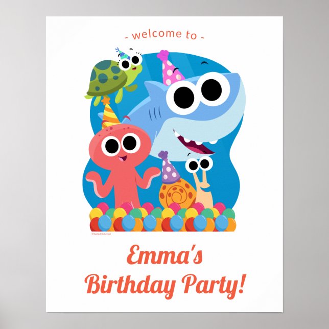 Affiche Super simple | Finny Shark Confetti Anniversaire (Devant)