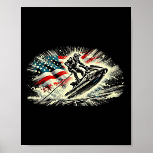 Affiche Super Ski pour hommes femmes skieurs drapeau améri
