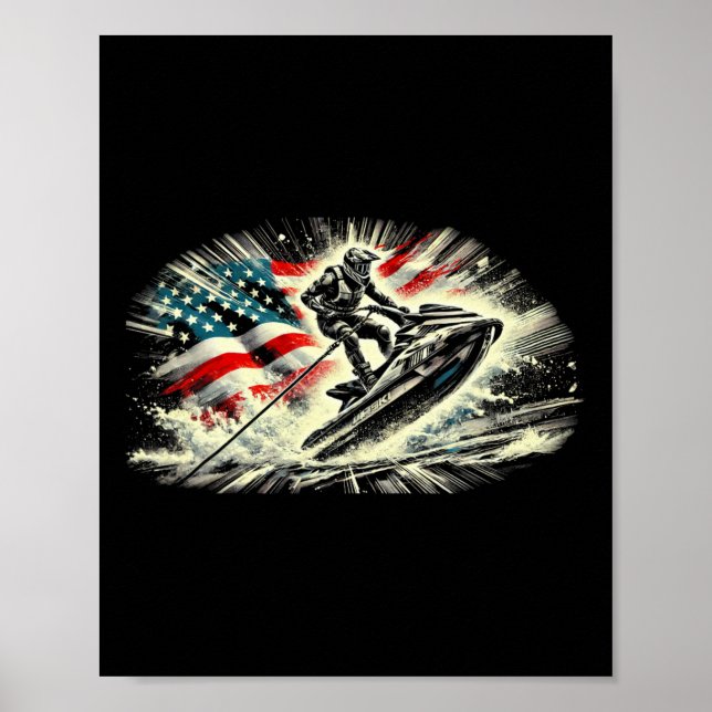 Affiche Super Ski pour hommes femmes skieurs drapeau améri (Devant)