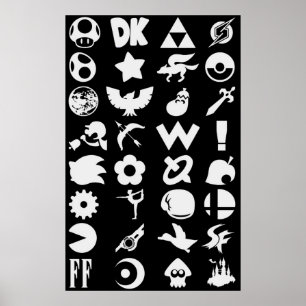 Affiche Super Smash Bros Ultimate Series Logos White Ico