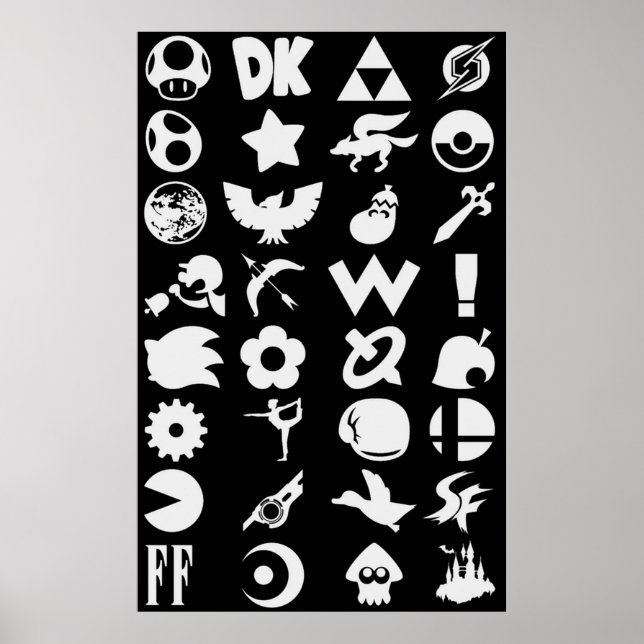 Affiche Super Smash Bros Ultimate Series Logos White Ico (Devant)