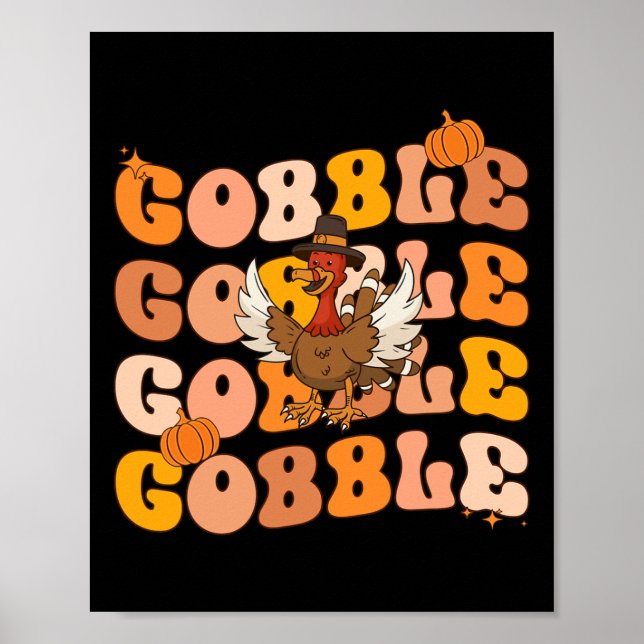 Affiche Super Thanksgiving Gobble Fall Graphic Tee Pour Wo (Devant)