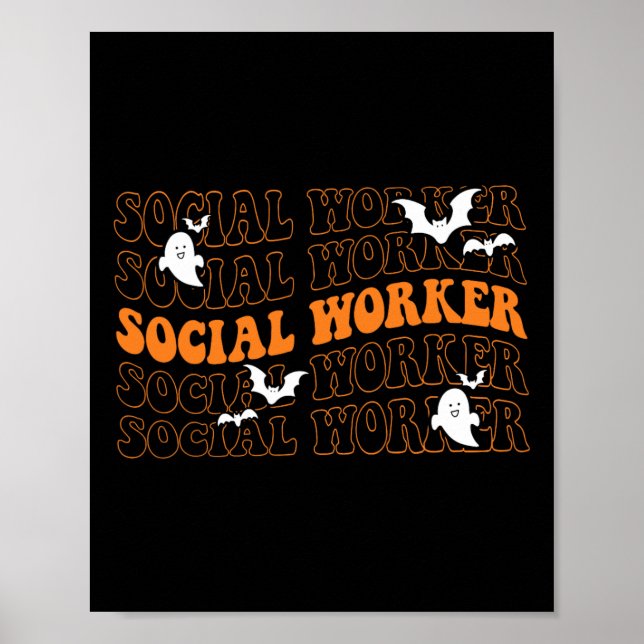 Affiche Super travailleur social Ghost Halloween école soc (Devant)