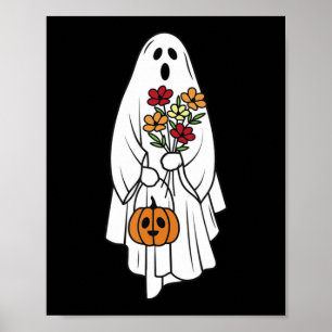Affiche Super Vintage Floral Ghost Cute Halloween Éffrayan