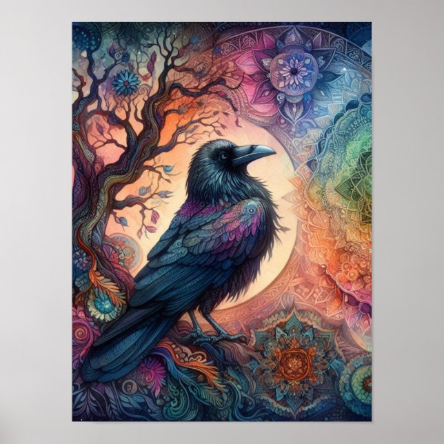 Affiche Superbe Crow Tree of Life Mandala Pagan Gothique (Devant)