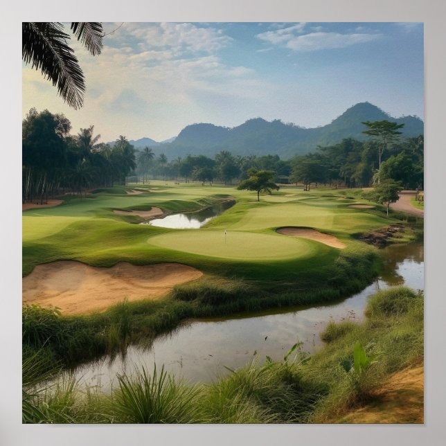 Affiche Superbe empreinte du paysage du terrain de golf (Devant)