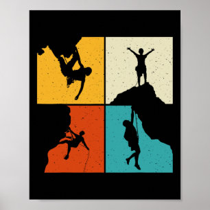 Affiche Superbe grimpeur de rochers rétro alpiniste randon