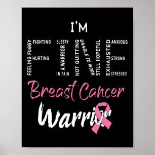 Affiche Superbe guerrière du cancer du sein Ruban rose Can