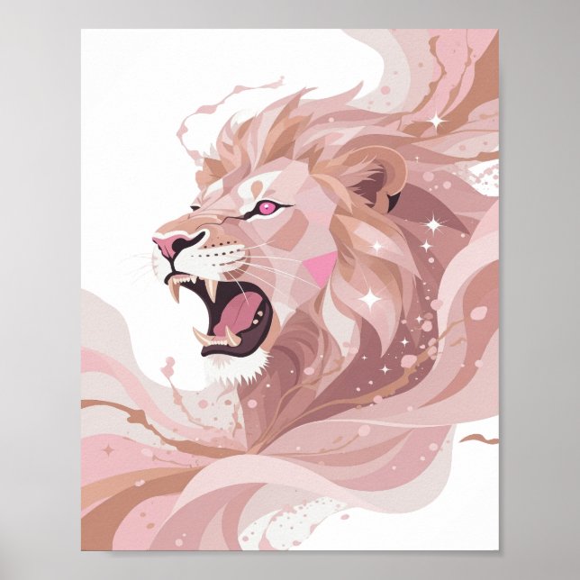 Affiche Superbe LION KING création sur mesure v2 en argent (Devant)