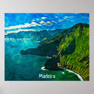 Affiche Superbe Madère Vue Côtière Peinture à l'huile