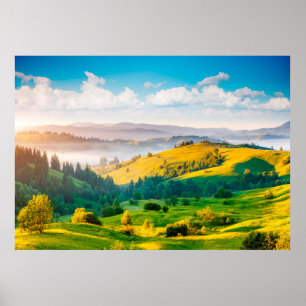 Affiche Superbe paysage de campagne sous la lumière du mat