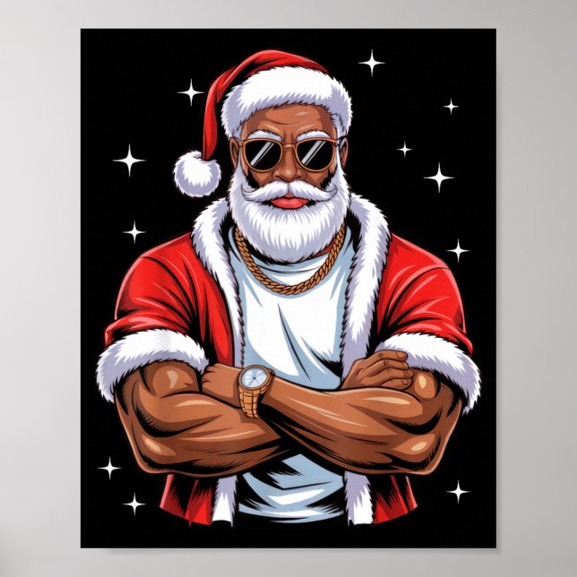 Affiche Superbe Père Noël afro-américain Pyjama de Noël no (Devant)