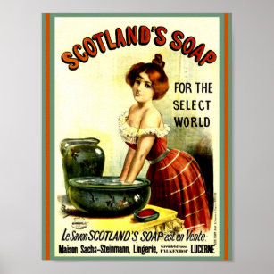 Affiche Superbe Scotland's Soap Vintage Lady 1893 copie