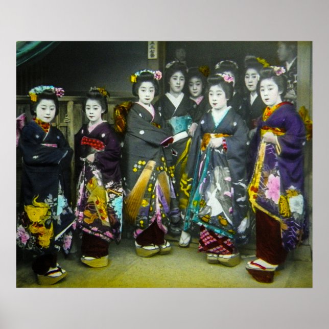 Affiche Superbe Vintage Geisha Japon Diapositive de lanter (Devant)