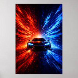 Affiche Supercar Neon Split Speed – Bourses d'énergie roug