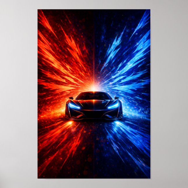 Affiche Supercar Neon Split Speed – Bourses d'énergie roug (Devant)