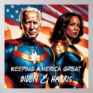 Affiche Superhero Biden et Harris gardent l'Amérique grand