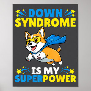 Affiche Superhero Corgi Chien Syndrome de Down Est Mon Sup