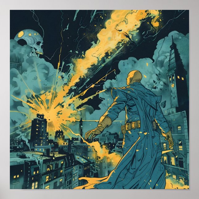 Affiche Superhero de la bande dessinée (Devant)