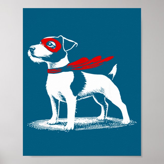 Affiche Superhero Dog Cape Illustration Funny Loyal Pet He (Devant)
