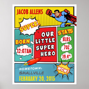 Affiche Superhero Faire-part de naissance - Wall Art