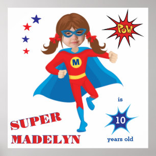 Affiche Superhero fille sensationnelle Anniversaire fantas