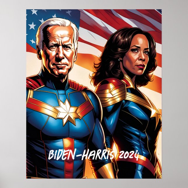 Affiche Superhero Joe Biden et Kamala Harris (Devant)