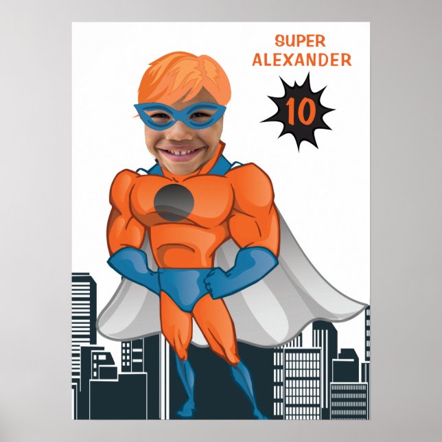 Affiche Superhero Muscle Man Orange Plus grand anniversair (Devant)
