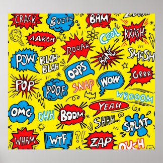 Affiche Superhero Saga : Motifs comiques mignons