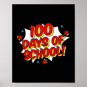 Affiche Superhero Style Joyeux 100ème 100 Jours d'école