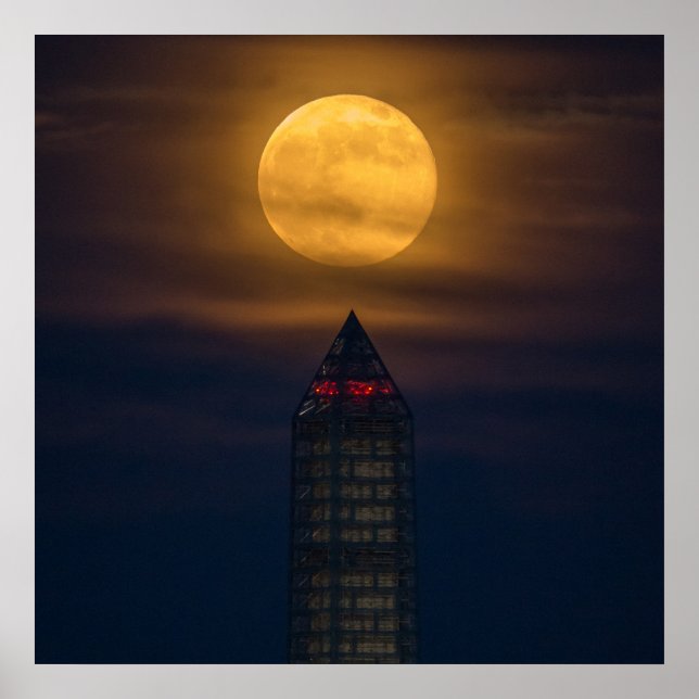 Affiche Supermoon au-dessus du Washington Monument (Devant)