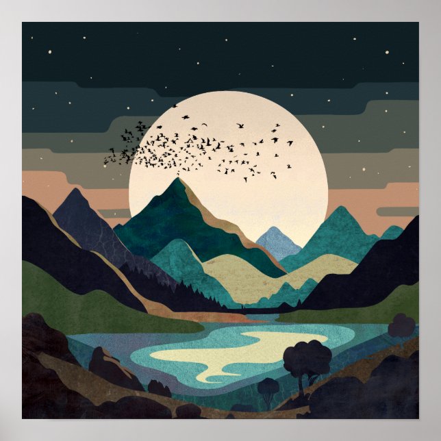 Affiche Supermoon sur le lac (Devant)