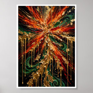 Affiche Supernova Dorée - Luxe Feu d'Émeraude et Or Dr