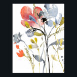 Affiche Superposition de fleurs - Aquarelle Fleurs pastel<br><div class="desc">Superposition de fleurs I par Jennifer Goldberger. Fleurs et tiges dans un style aquarelle,  principalement avec des couleurs claires.</div>
