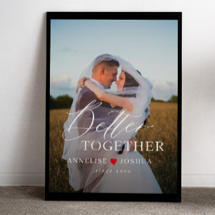 Affiche Superposition de photo de couple de mariage élégan