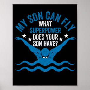 Affiche Superpower Funky Maman Papa Équipe de natation Par