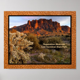 Affiche Superstition Arizona Mountain Cactus Faux Leather