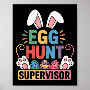 Affiche Superviseur de chasse aux oeufs Bunny Paws Pâques 
